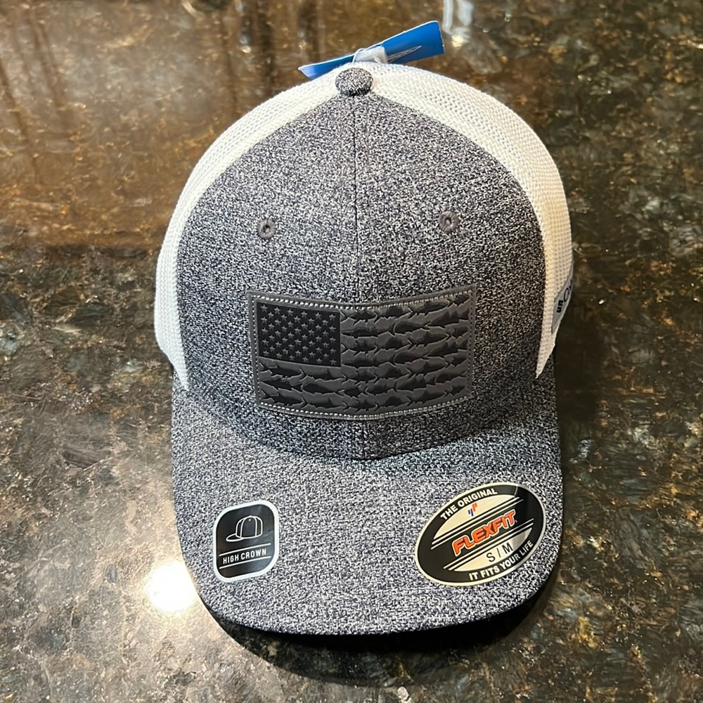 Columbia Fitted S/M PFG American Flag Fishing Hat Grey